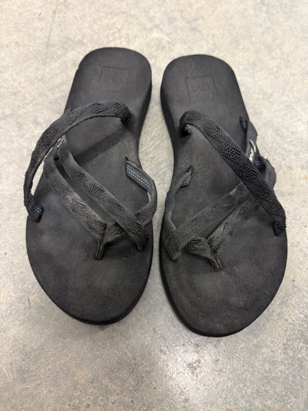 Teva Black Suede-Style Double Strap Flip Flops